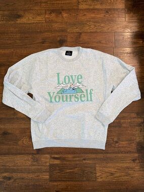 Peace Collective Love Yourself Graphic Crewneck Sweatshirt - Light Gray